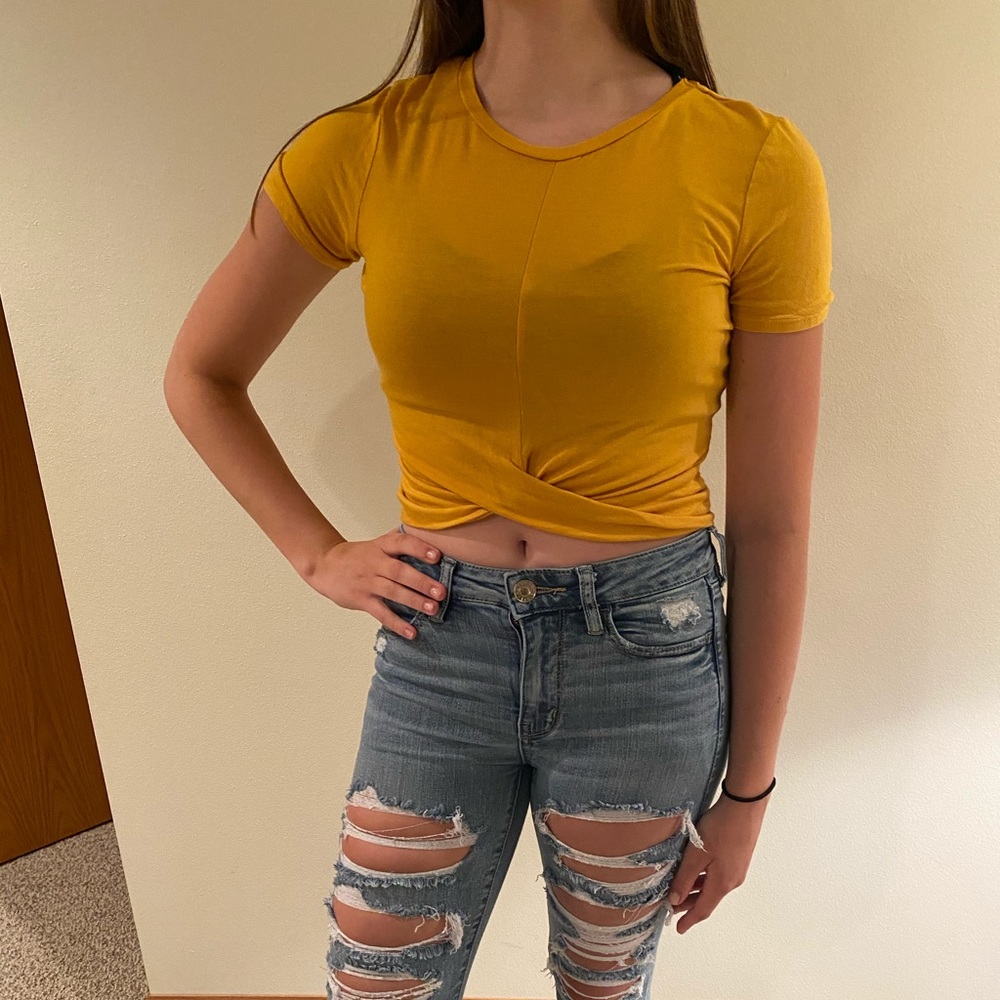 Yellow tied Crop top